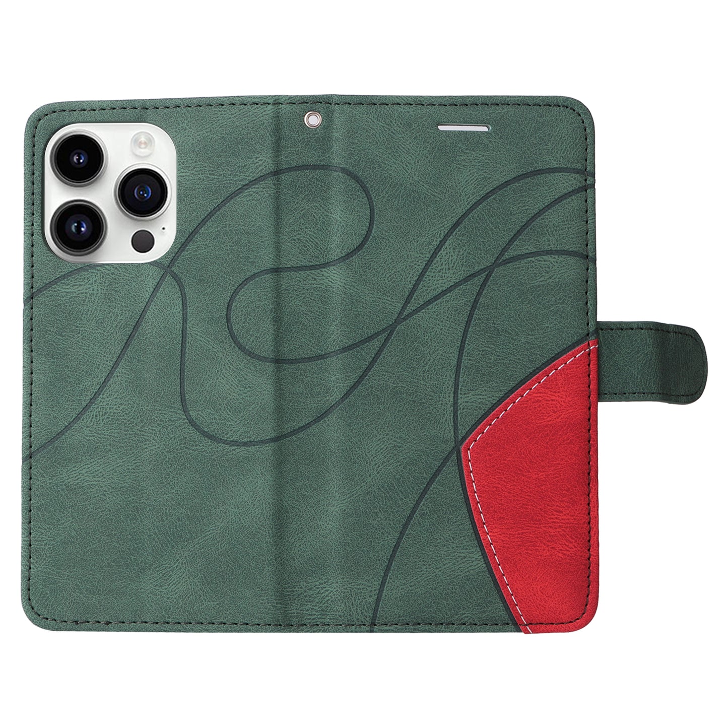 KT Leather Series-1 For iPhone 15 Pro Wallet Phone Cover Dual-color Splicing Stand Phone Leather Case