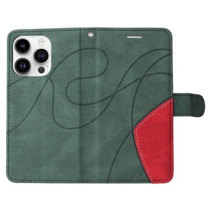 KT Leather Series-1 For iPhone 15 Pro Wallet Phone Cover Dual-color Splicing Stand Phone Leather Case