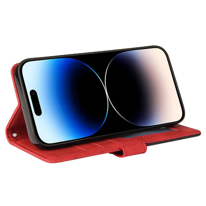 KT Leather Series-1 For iPhone 15 Pro Wallet Phone Cover Dual-color Splicing Stand Phone Leather Case