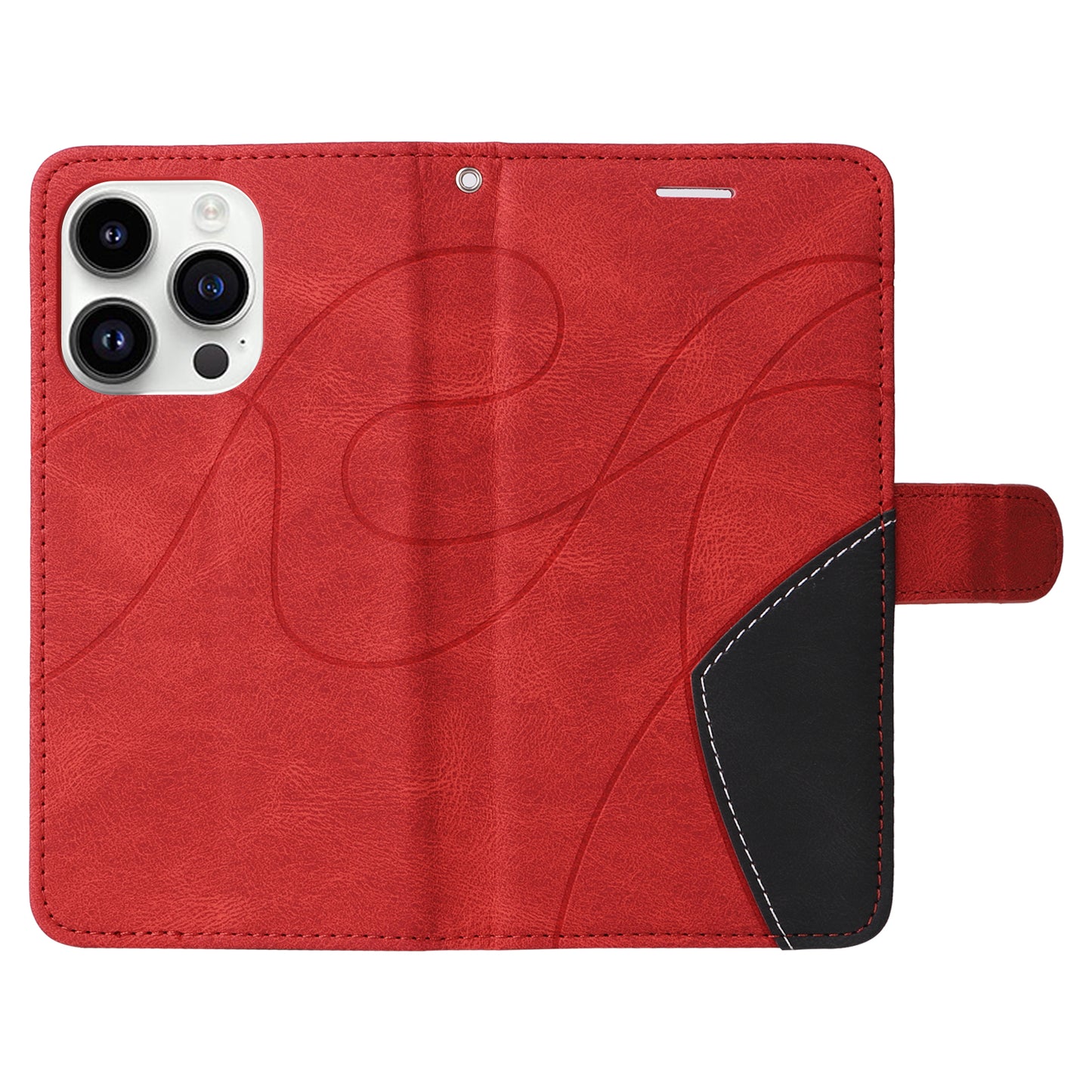 KT Leather Series-1 For iPhone 15 Pro Wallet Phone Cover Dual-color Splicing Stand Phone Leather Case