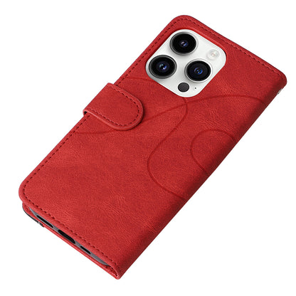 KT Leather Series-1 For iPhone 15 Pro Wallet Phone Cover Dual-color Splicing Stand Phone Leather Case