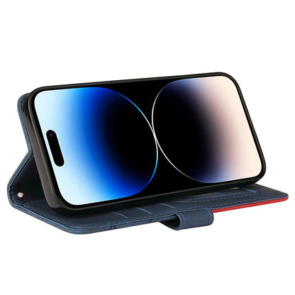 KT Leather Series-1 For iPhone 15 Pro Wallet Phone Cover Dual-color Splicing Stand Phone Leather Case