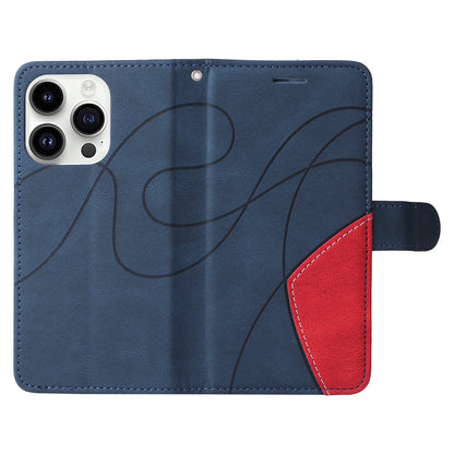 KT Leather Series-1 For iPhone 15 Pro Wallet Phone Cover Dual-color Splicing Stand Phone Leather Case