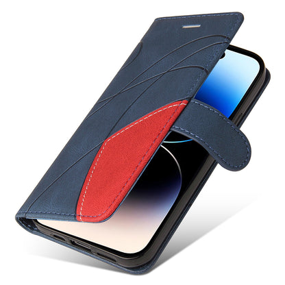 KT Leather Series-1 For iPhone 15 Pro Wallet Phone Cover Dual-color Splicing Stand Phone Leather Case