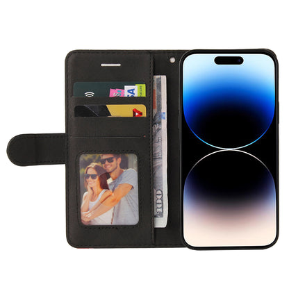 KT Leather Series-1 For iPhone 15 Pro Wallet Phone Cover Dual-color Splicing Stand Phone Leather Case
