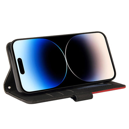 KT Leather Series-1 For iPhone 15 Pro Wallet Phone Cover Dual-color Splicing Stand Phone Leather Case