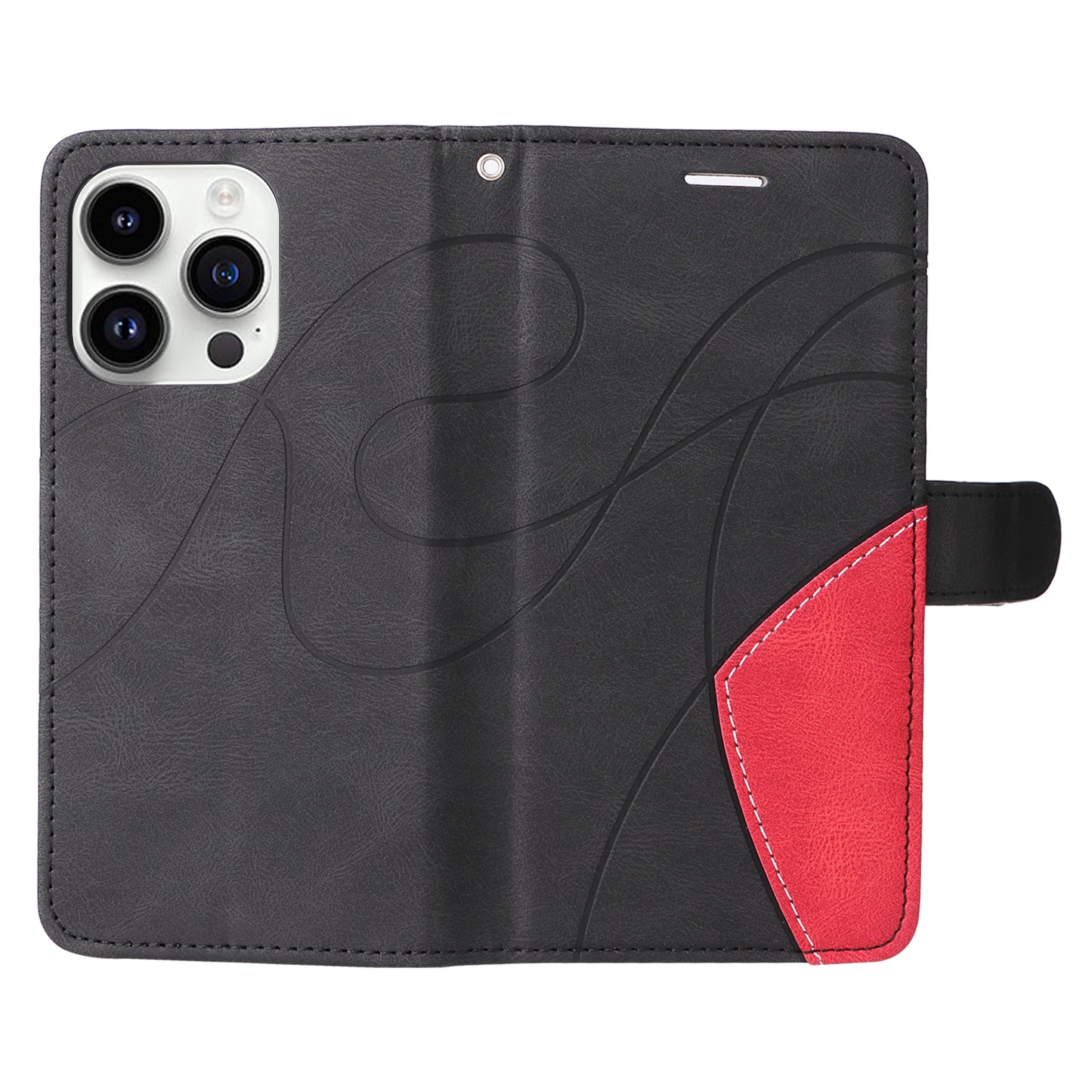 KT Leather Series-1 For iPhone 15 Pro Wallet Phone Cover Dual-color Splicing Stand Phone Leather Case