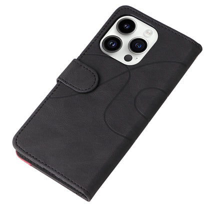 KT Leather Series-1 For iPhone 15 Pro Wallet Phone Cover Dual-color Splicing Stand Phone Leather Case