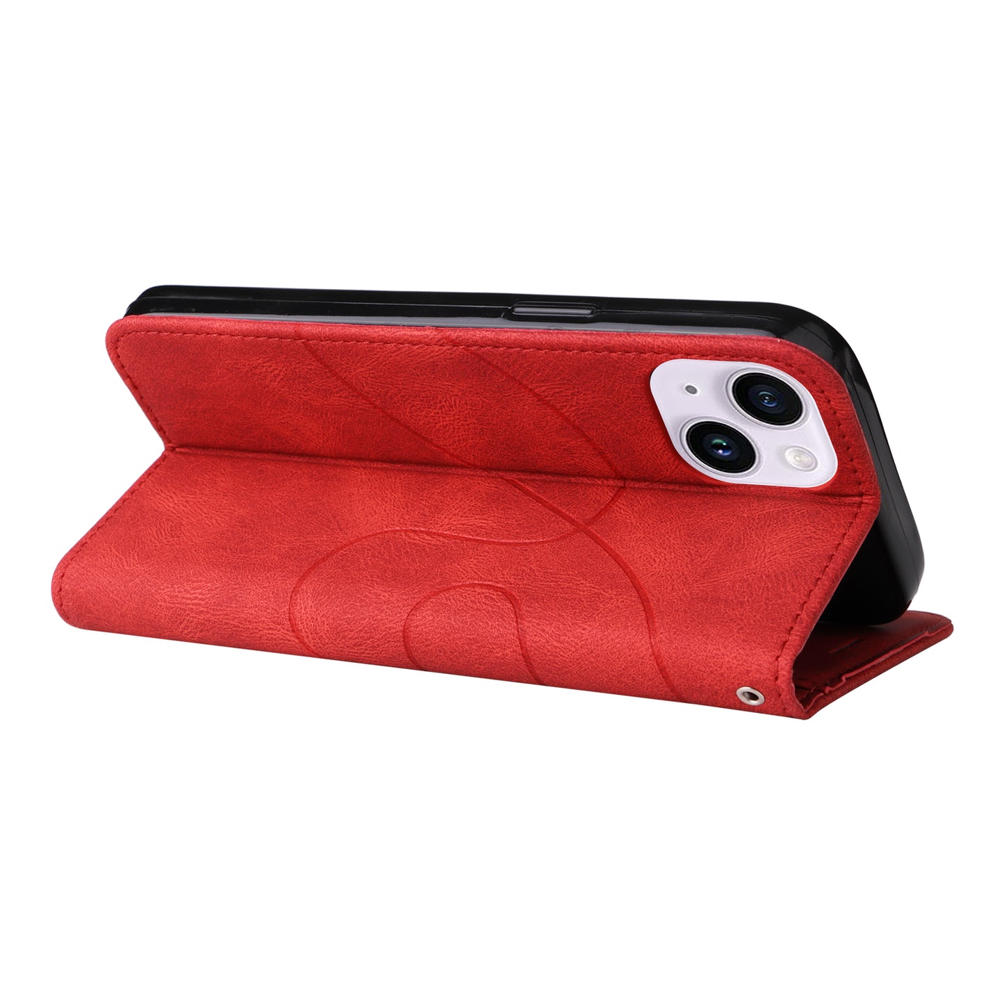 KT Leather Series-1 For iPhone 15 Plus PU Leather Stand Phone Wallet Case Dual-color Splicing Phone Cover