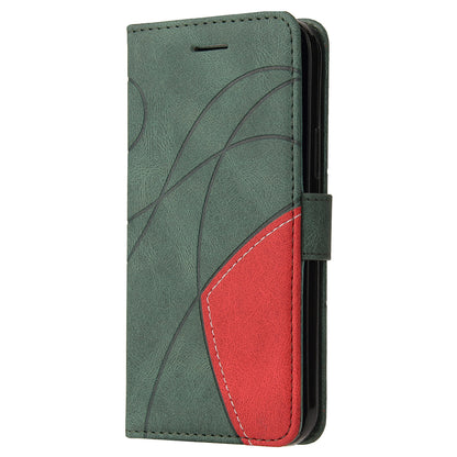KT Leather Series-1 For iPhone 15 Plus PU Leather Stand Phone Wallet Case Dual-color Splicing Phone Cover
