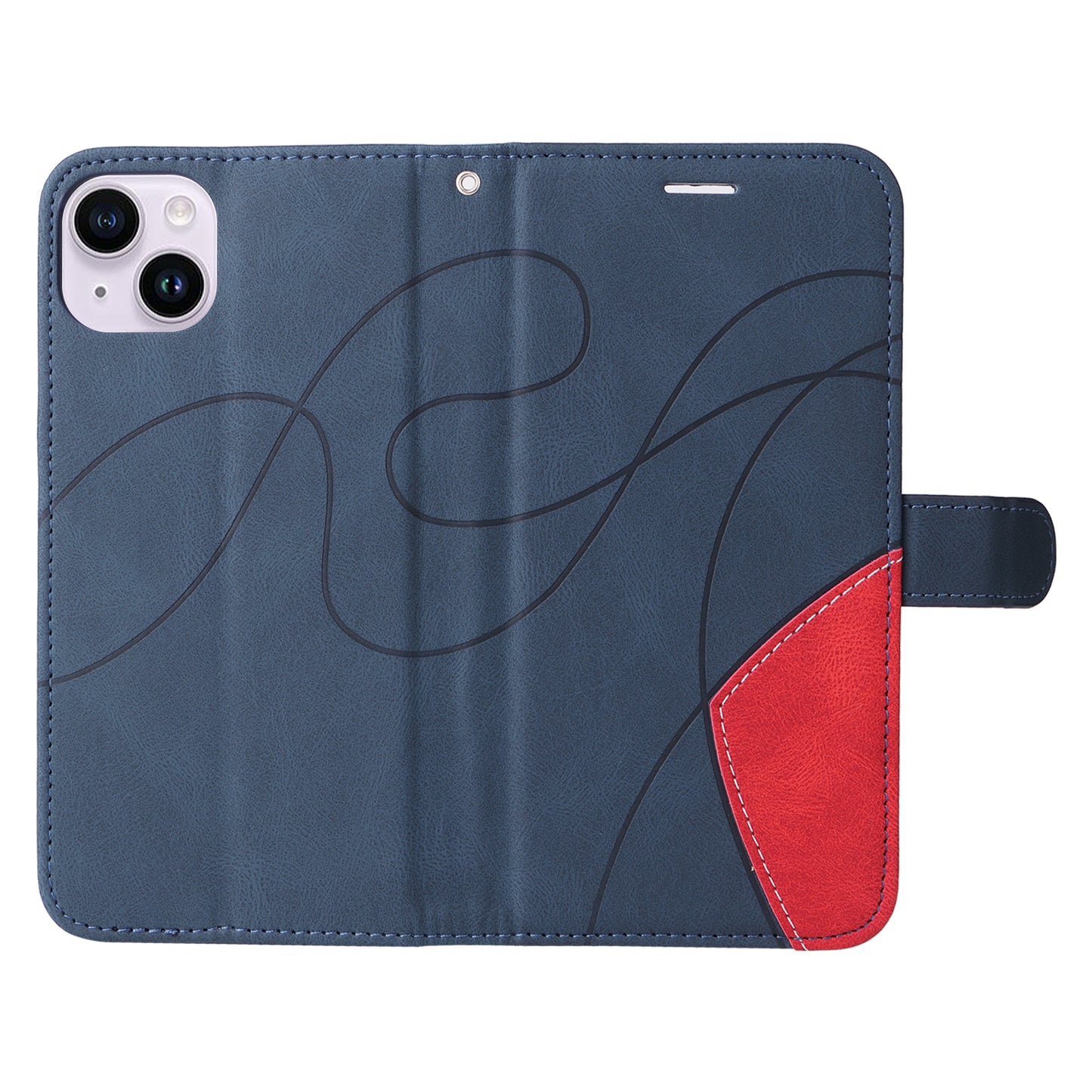 KT Leather Series-1 For iPhone 15 Plus PU Leather Stand Phone Wallet Case Dual-color Splicing Phone Cover