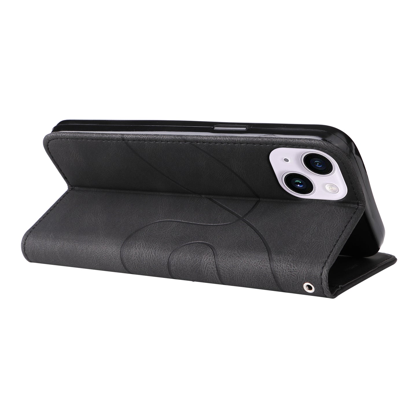 KT Leather Series-1 For iPhone 15 Plus PU Leather Stand Phone Wallet Case Dual-color Splicing Phone Cover