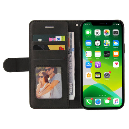 KT Leather Series-1 For iPhone 15 Wallet PU Leather Case Dual-color Splicing Anti-drop Stand Cover