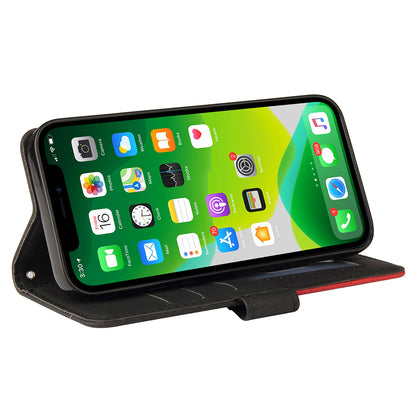 KT Leather Series-1 For iPhone 15 Wallet PU Leather Case Dual-color Splicing Anti-drop Stand Cover