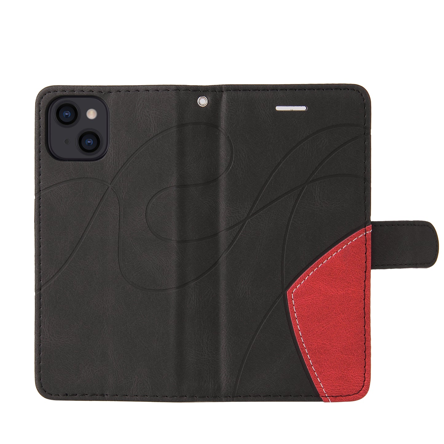 KT Leather Series-1 For iPhone 15 Wallet PU Leather Case Dual-color Splicing Anti-drop Stand Cover