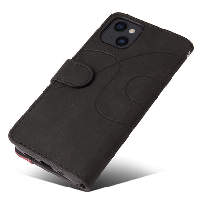 KT Leather Series-1 For iPhone 15 Wallet PU Leather Case Dual-color Splicing Anti-drop Stand Cover