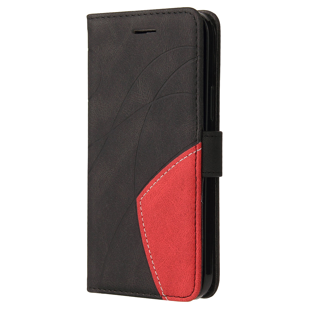 KT Leather Series-1 For iPhone 15 Wallet PU Leather Case Dual-color Splicing Anti-drop Stand Cover