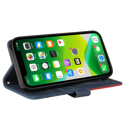 KT Leather Series-1 For iPhone 15 Wallet PU Leather Case Dual-color Splicing Anti-drop Stand Cover