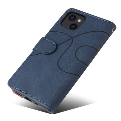 KT Leather Series-1 For iPhone 15 Wallet PU Leather Case Dual-color Splicing Anti-drop Stand Cover