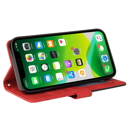 KT Leather Series-1 For iPhone 15 Wallet PU Leather Case Dual-color Splicing Anti-drop Stand Cover