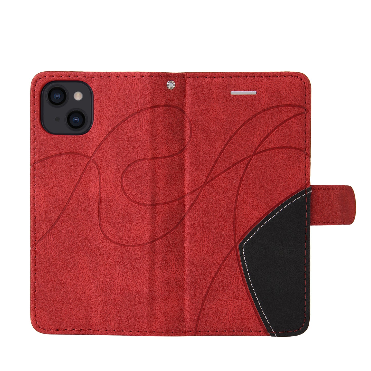 KT Leather Series-1 For iPhone 15 Wallet PU Leather Case Dual-color Splicing Anti-drop Stand Cover