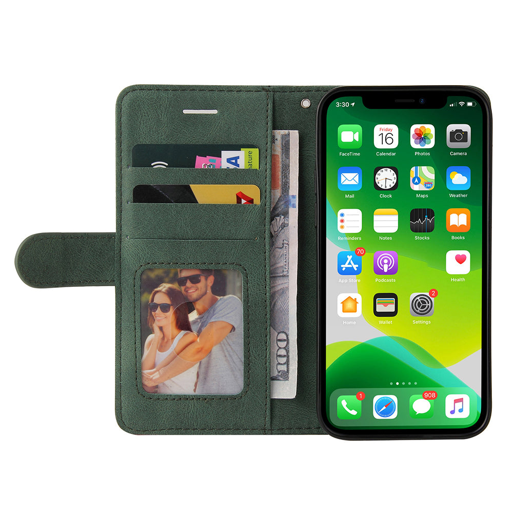 KT Leather Series-1 For iPhone 15 Wallet PU Leather Case Dual-color Splicing Anti-drop Stand Cover