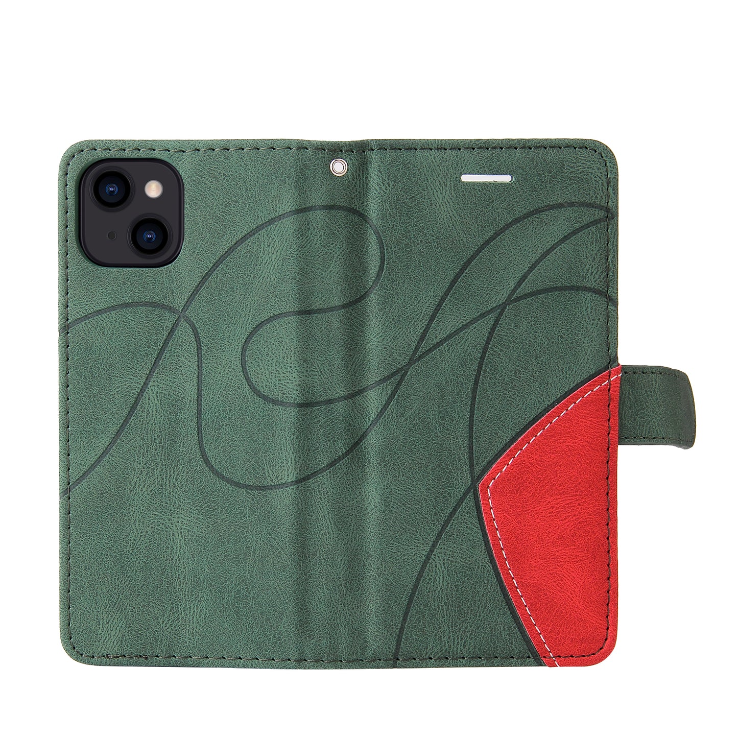 KT Leather Series-1 For iPhone 15 Wallet PU Leather Case Dual-color Splicing Anti-drop Stand Cover