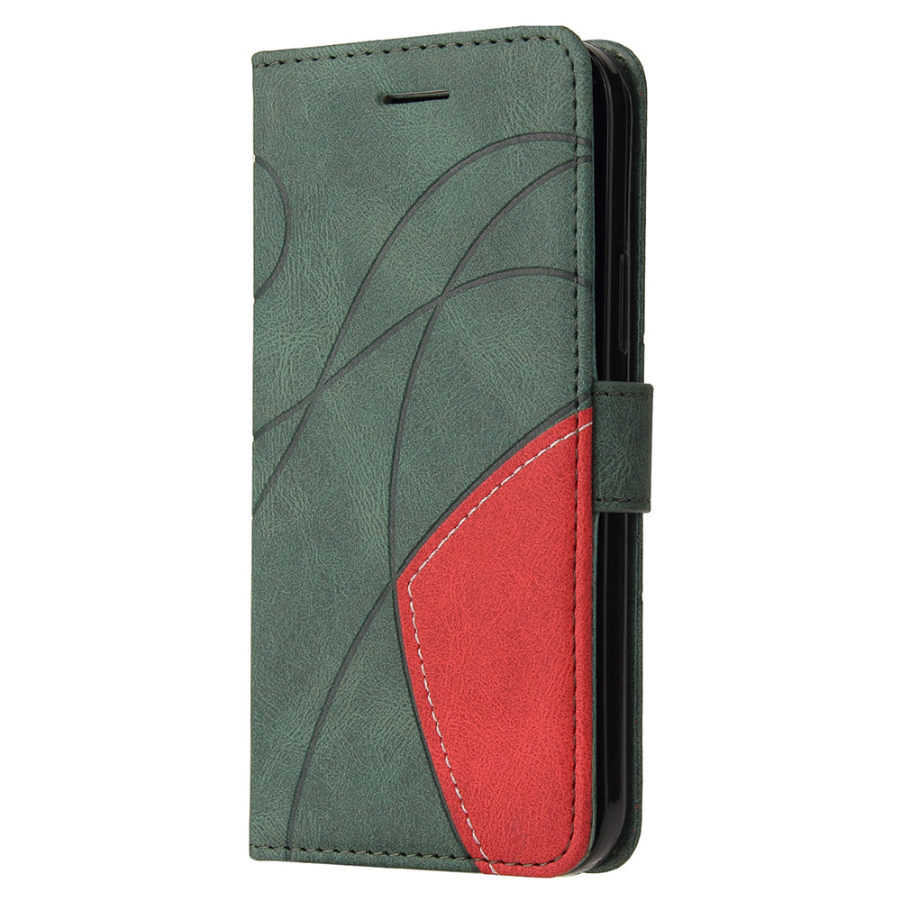 KT Leather Series-1 For iPhone 15 Wallet PU Leather Case Dual-color Splicing Anti-drop Stand Cover
