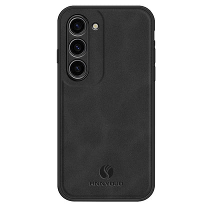 ANNYOJO For Samsung Galaxy S23+ PU Leather Coated PC+TPU Cover Magnetic Car Mount Phone Case