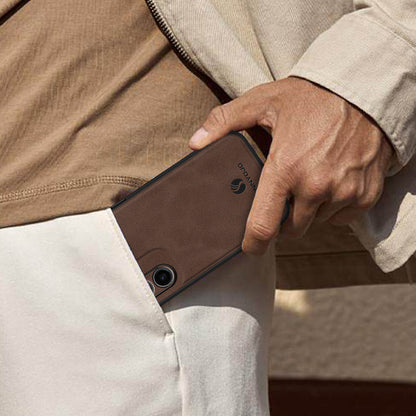 ANNYOJO For Samsung Galaxy S23+ PU Leather Coated PC+TPU Cover Magnetic Car Mount Phone Case