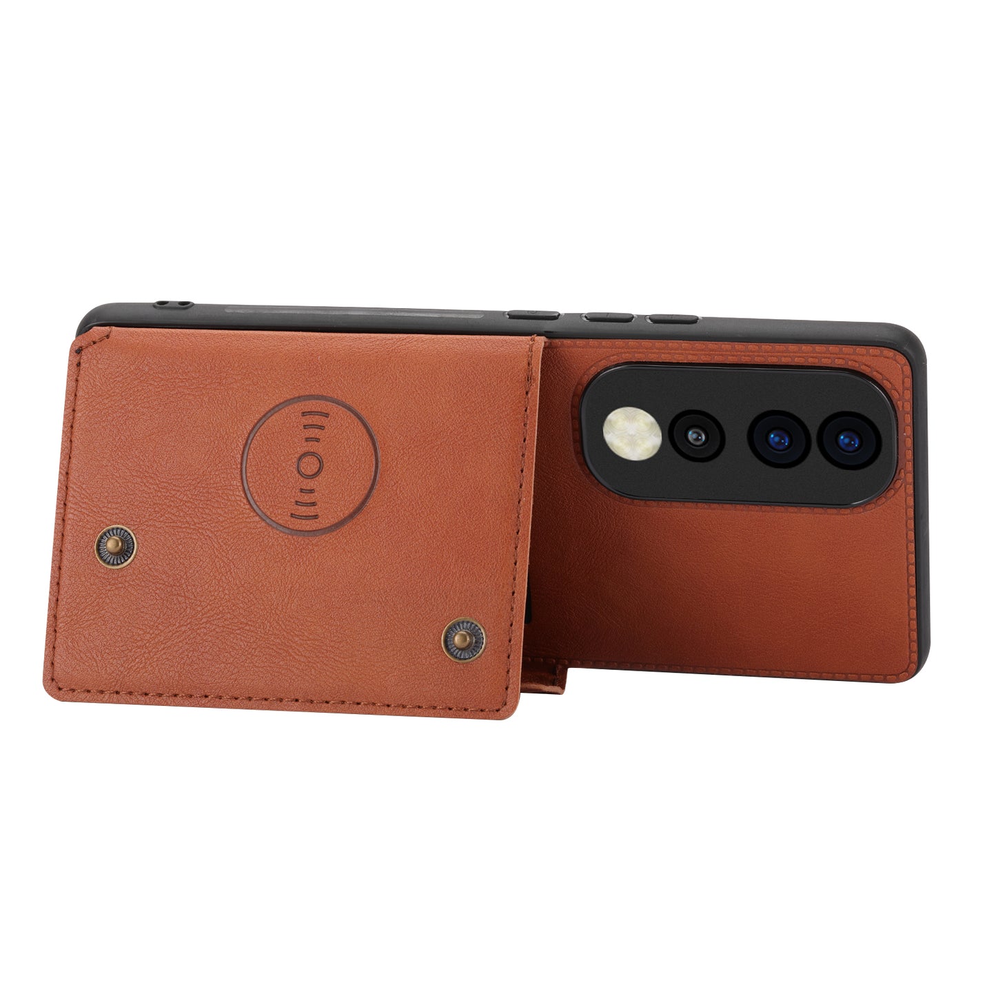 Phone Case for Honor 90 Card Holder Kickstand Drop Resistant PU Leather Coated TPU Back Cover