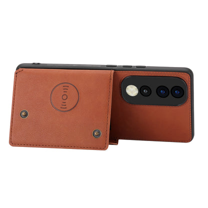 Phone Case for Honor 90 Card Holder Kickstand Drop Resistant PU Leather Coated TPU Back Cover