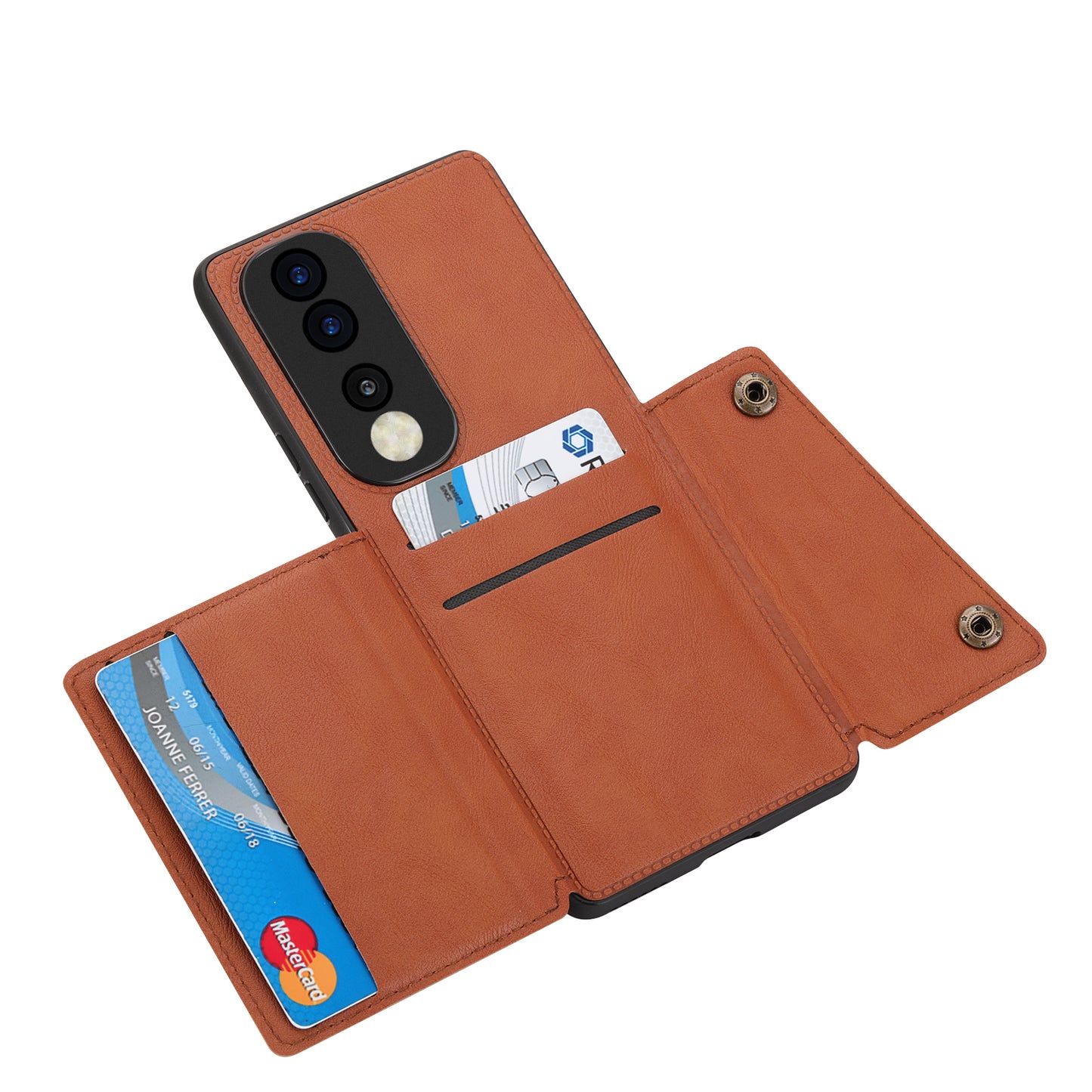 Phone Case for Honor 90 Card Holder Kickstand Drop Resistant PU Leather Coated TPU Back Cover