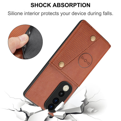 Phone Case for Honor 90 Card Holder Kickstand Drop Resistant PU Leather Coated TPU Back Cover