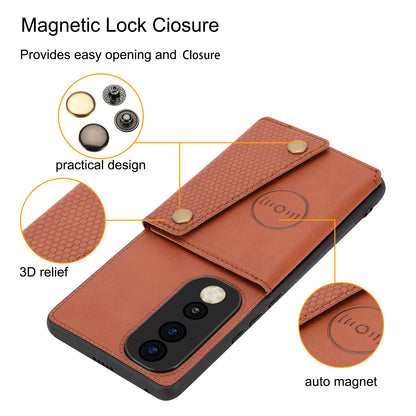Phone Case for Honor 90 Card Holder Kickstand Drop Resistant PU Leather Coated TPU Back Cover
