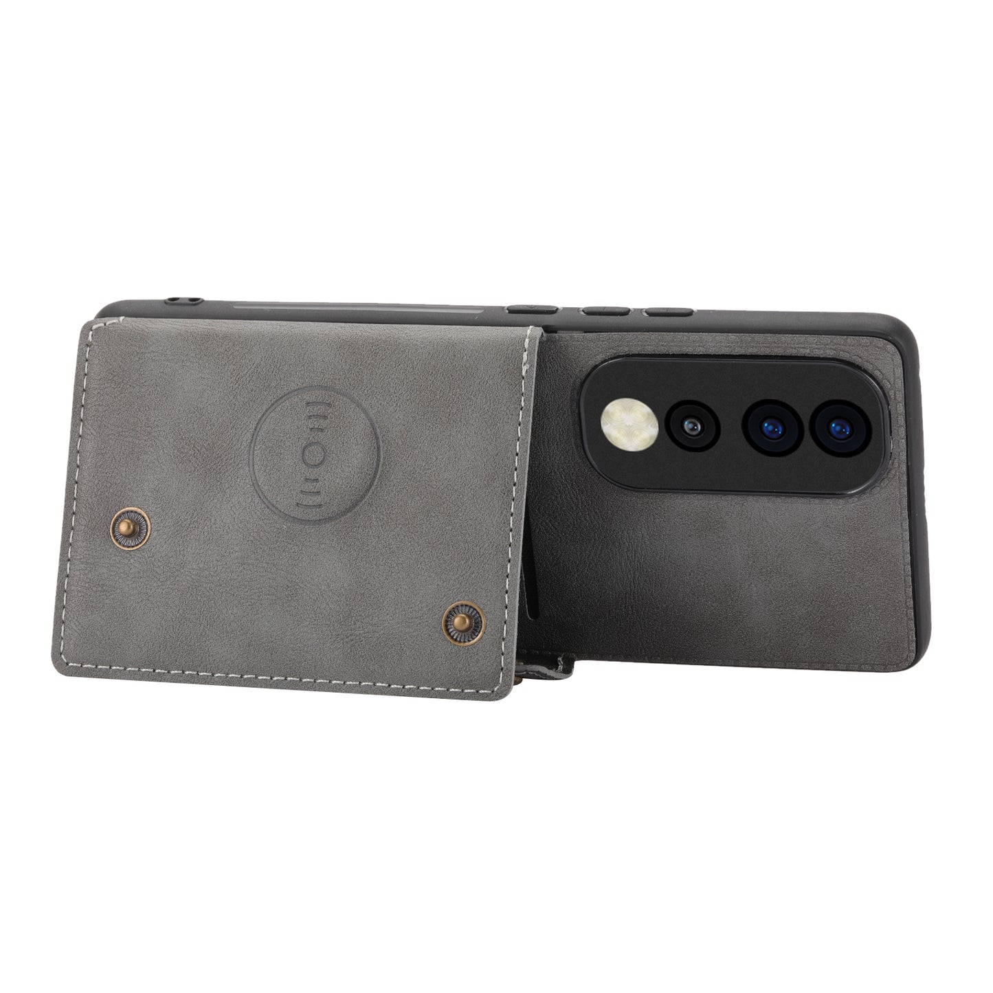 Phone Case for Honor 90 Card Holder Kickstand Drop Resistant PU Leather Coated TPU Back Cover