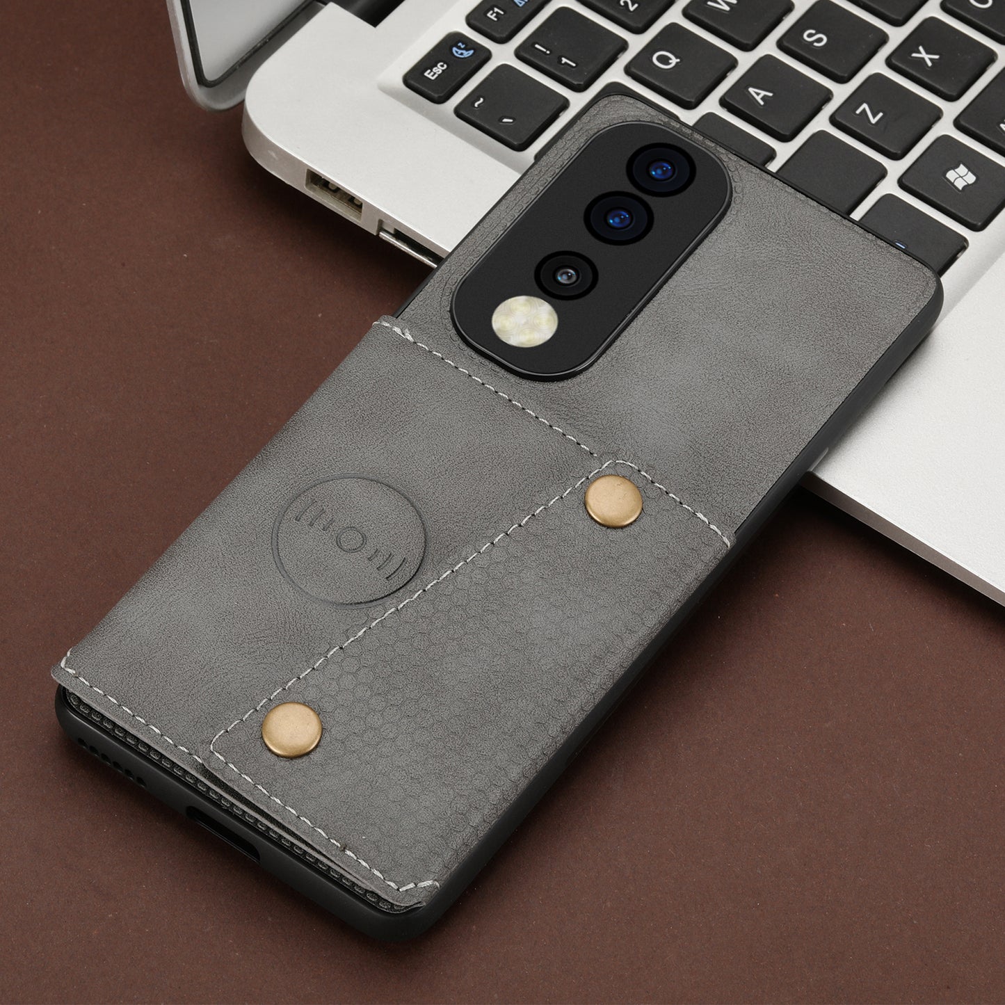 Phone Case for Honor 90 Card Holder Kickstand Drop Resistant PU Leather Coated TPU Back Cover