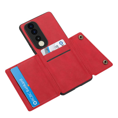 Phone Case for Honor 90 Card Holder Kickstand Drop Resistant PU Leather Coated TPU Back Cover