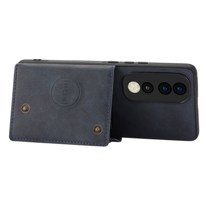 Phone Case for Honor 90 Card Holder Kickstand Drop Resistant PU Leather Coated TPU Back Cover