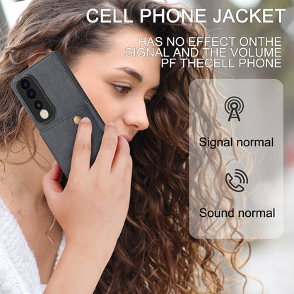 Phone Case for Honor 90 Card Holder Kickstand Drop Resistant PU Leather Coated TPU Back Cover