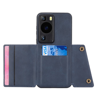 Card Holder Phone Case for Huawei P60 Kickstand PU Leather Coated TPU Back Cover