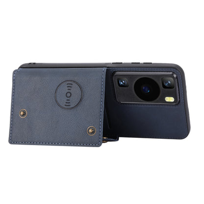 Card Holder Phone Case for Huawei P60 Kickstand PU Leather Coated TPU Back Cover