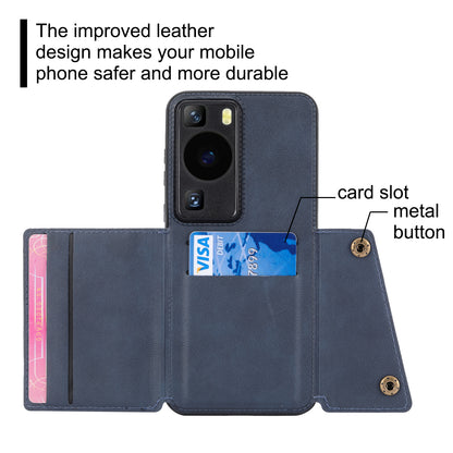 Card Holder Phone Case for Huawei P60 Kickstand PU Leather Coated TPU Back Cover