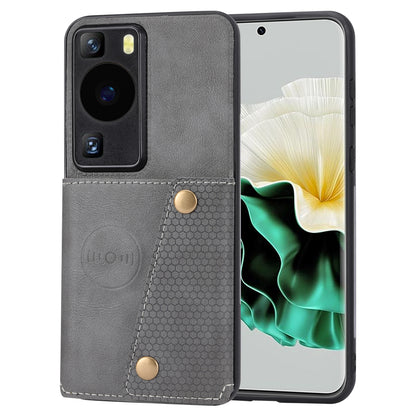 Card Holder Phone Case for Huawei P60 Kickstand PU Leather Coated TPU Back Cover