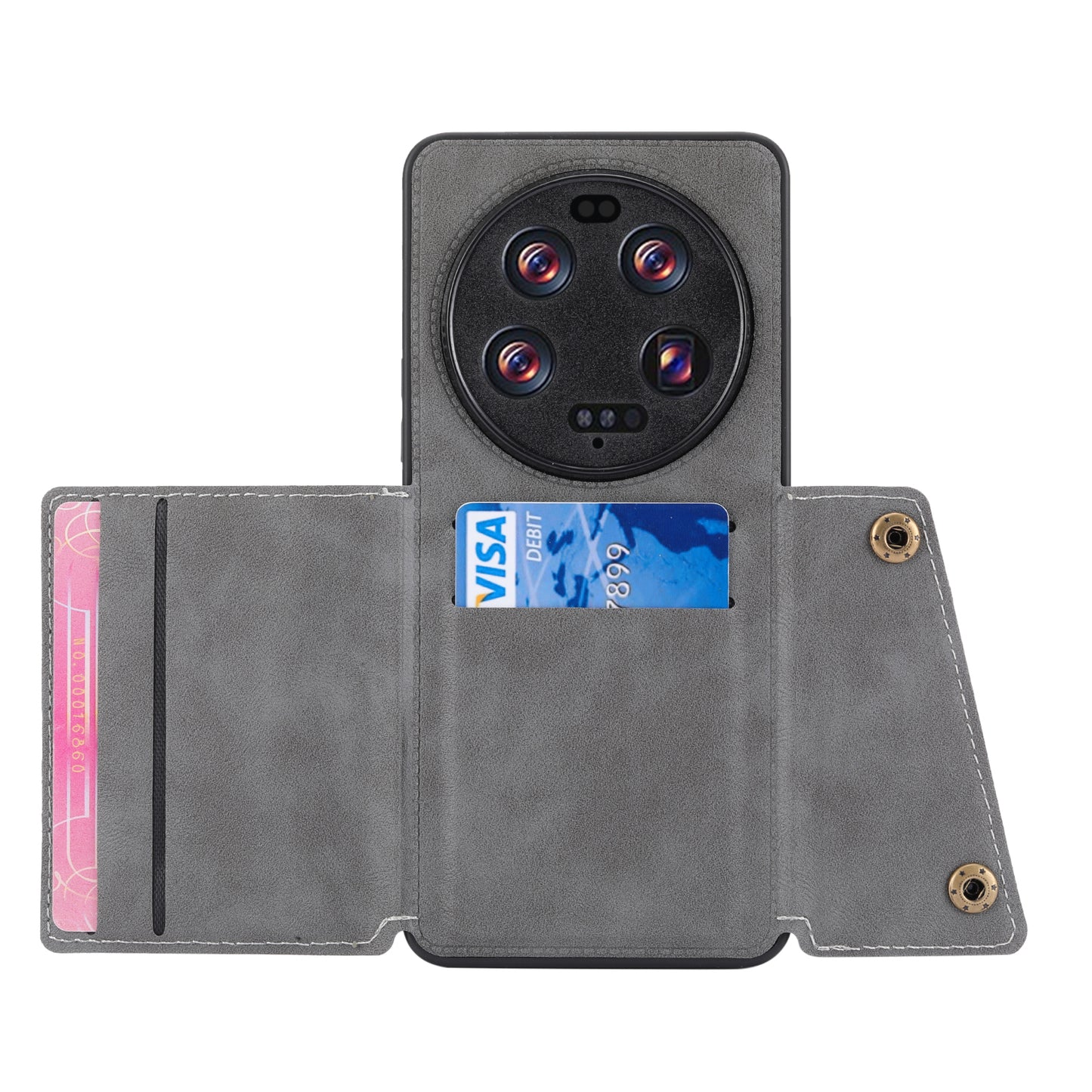 Phone Case for Xiaomi 13 Ultra Card Holder Kickstand PU Leather Coated TPU Shockproof Back Cover