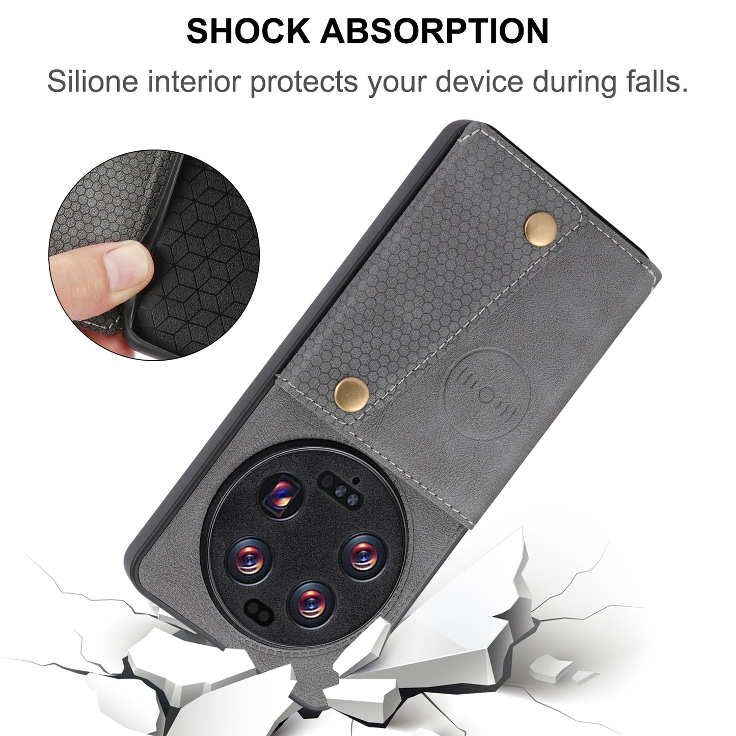 Phone Case for Xiaomi 13 Ultra Card Holder Kickstand PU Leather Coated TPU Shockproof Back Cover