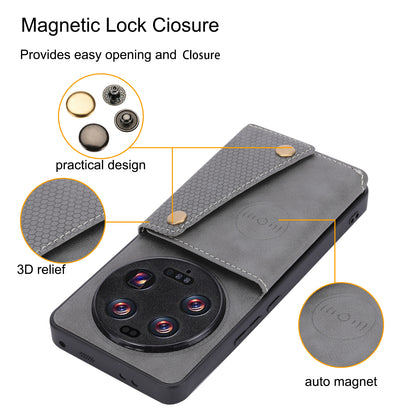 Phone Case for Xiaomi 13 Ultra Card Holder Kickstand PU Leather Coated TPU Shockproof Back Cover