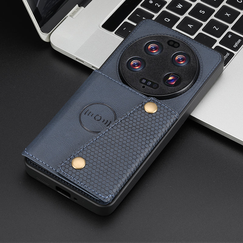 Phone Case for Xiaomi 13 Ultra Card Holder Kickstand PU Leather Coated TPU Shockproof Back Cover