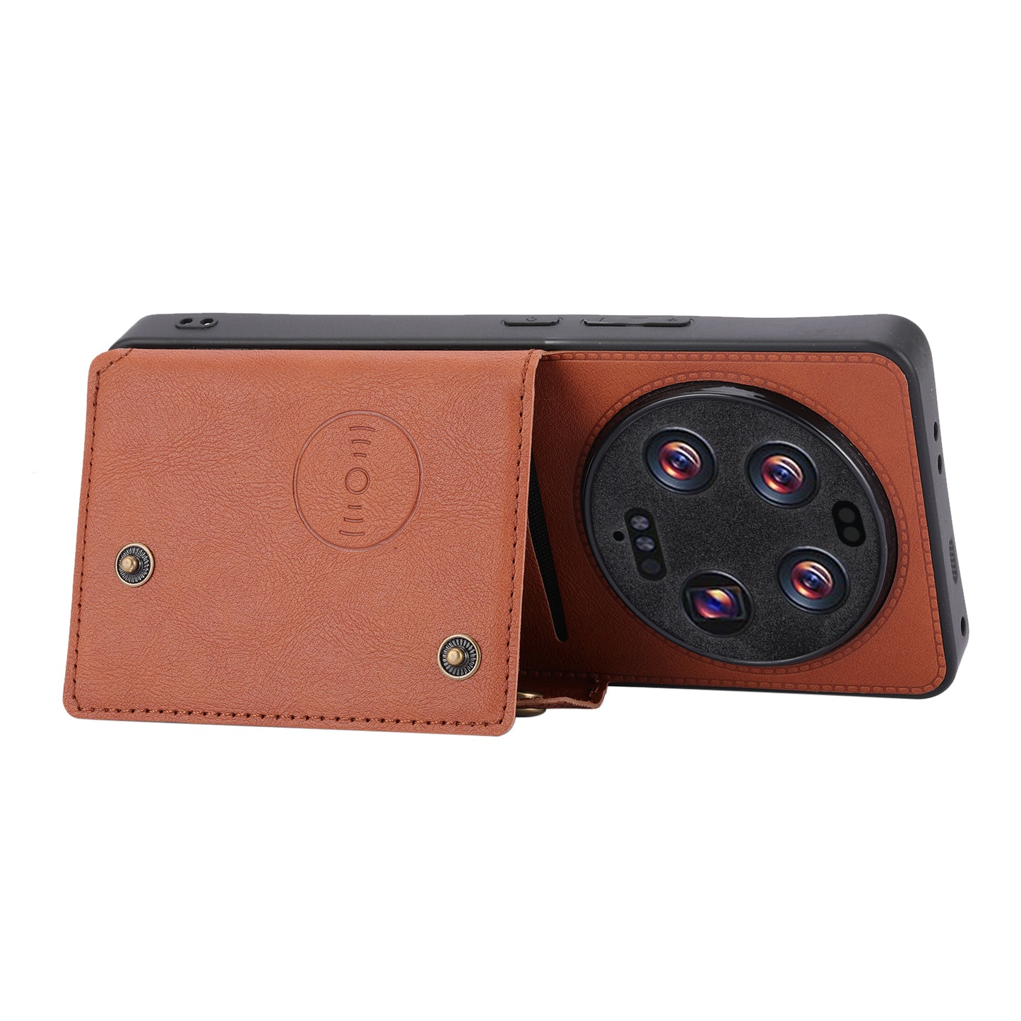 Phone Case for Xiaomi 13 Ultra Card Holder Kickstand PU Leather Coated TPU Shockproof Back Cover