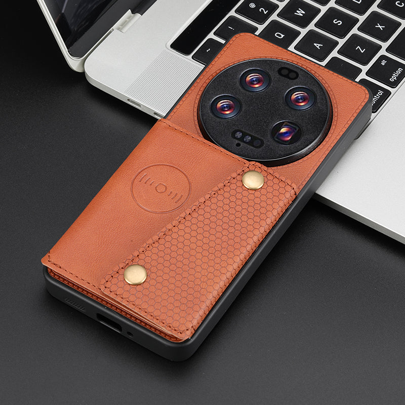 Phone Case for Xiaomi 13 Ultra Card Holder Kickstand PU Leather Coated TPU Shockproof Back Cover